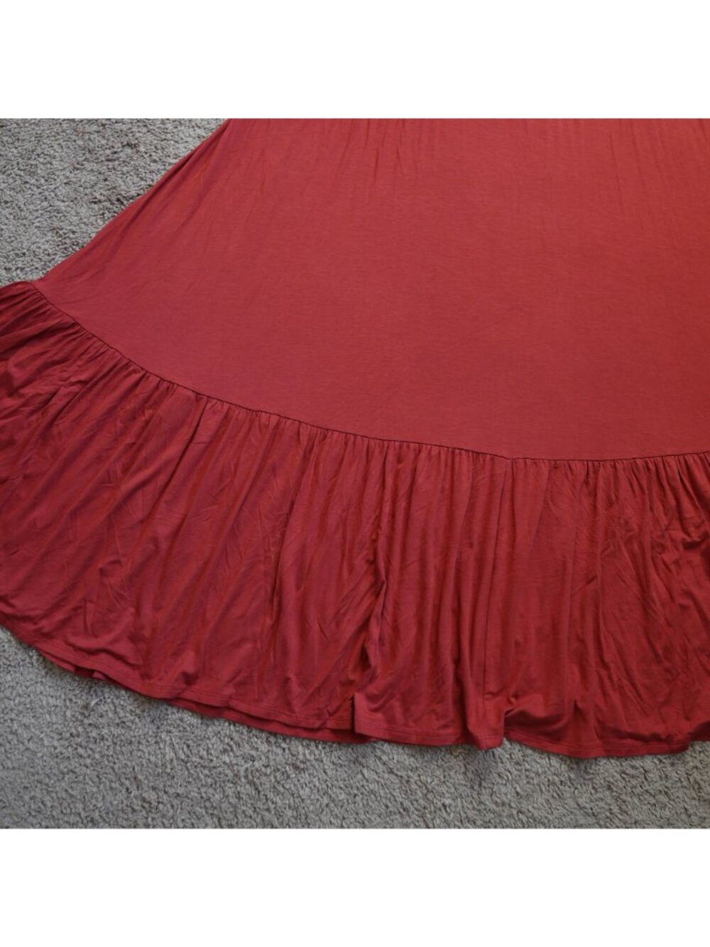 Torrid Maxi Dress Womens 1 Red Babydoll Ruffle Hem Flowy Boho Adjustable Straps - Picture 10 of 10